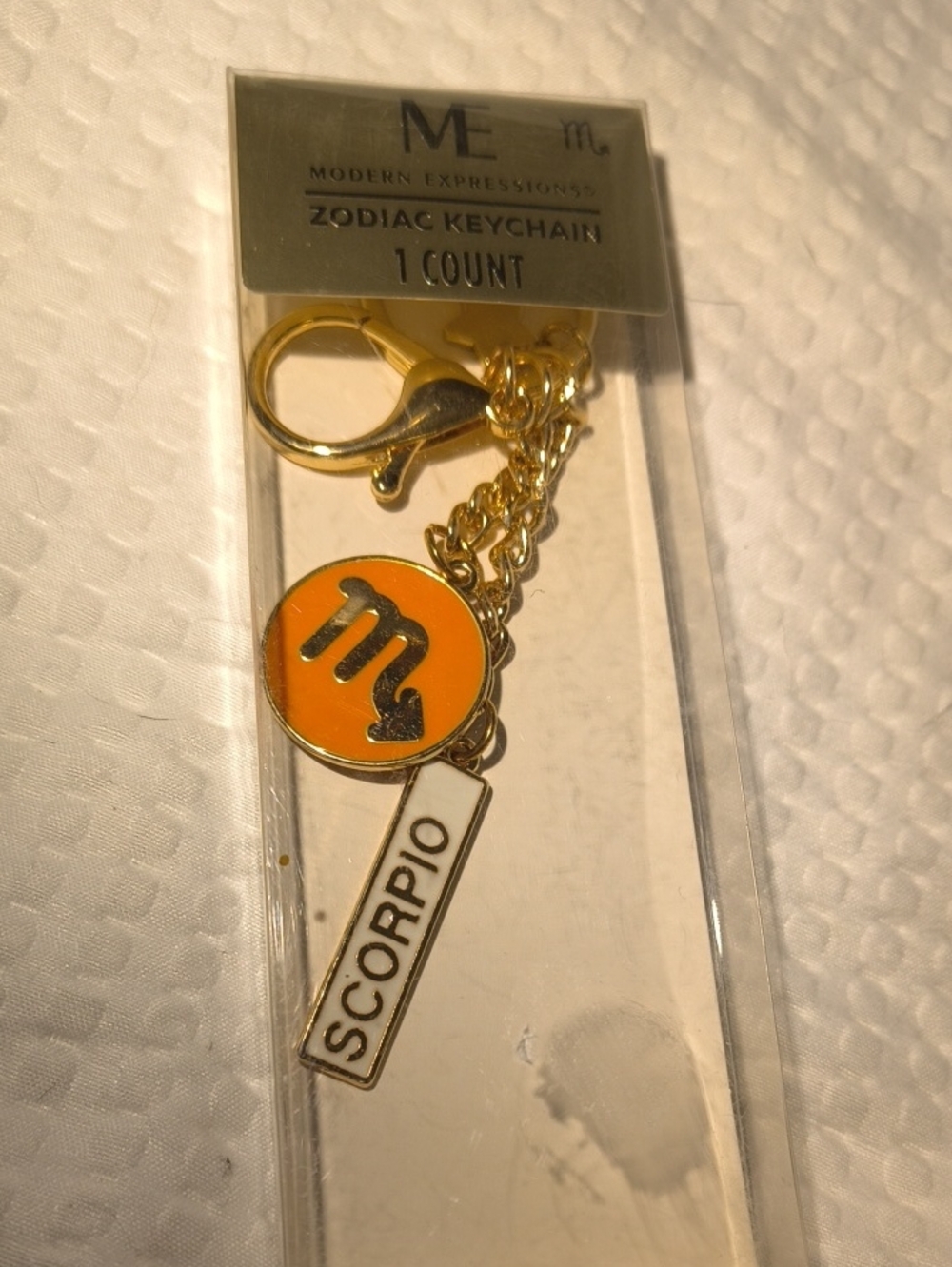 Expressions Gold Scorpio Zodiac Keychain with Orange Charm